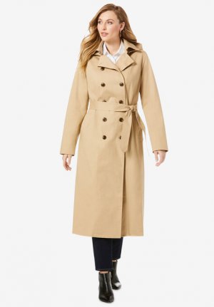 Double Breasted Long Trench Coat - Jessica London