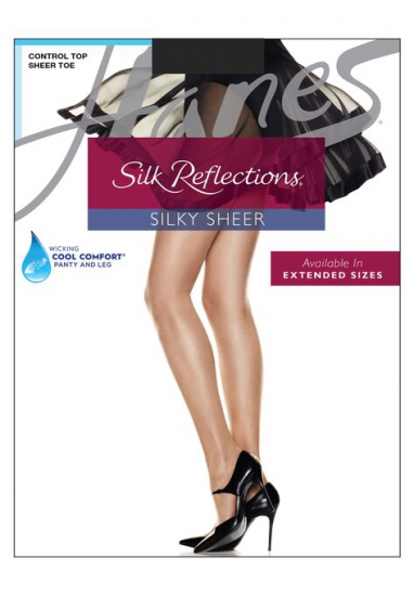 Silk Reflections Control Top Sheer Toe Pantyhose - Hanes - Click Image to Close