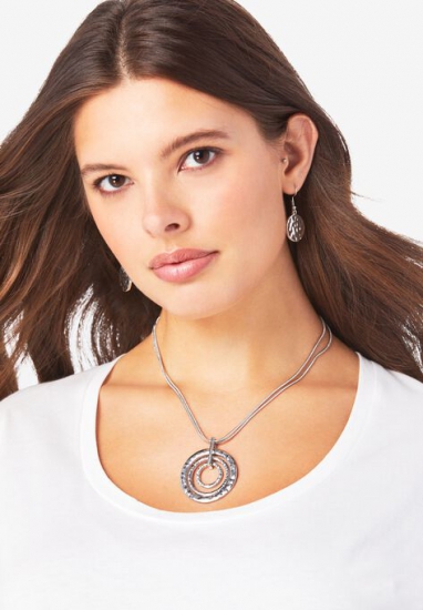 Circle Pendant Necklace & Earring Set - Roaman's - Click Image to Close