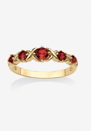 Yellow Gold-Plated Simulated Birthstone Ring - PalmBeach Jewelry - Click Image to Close