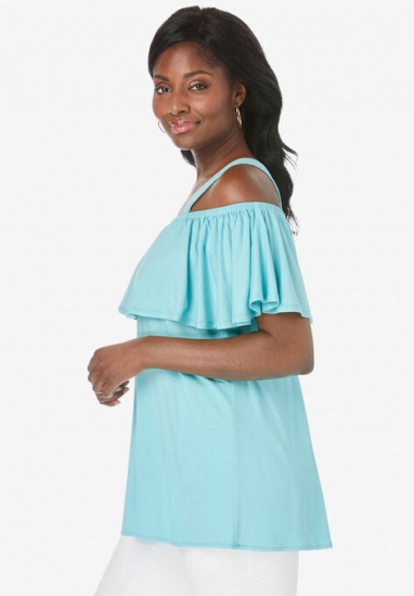 Cold Shoulder Ruffle Tunic - Jessica London - Click Image to Close