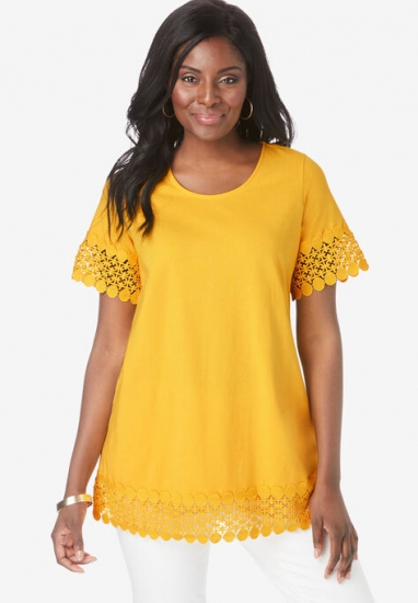 Crochet Trim Tunic - Jessica London - Click Image to Close