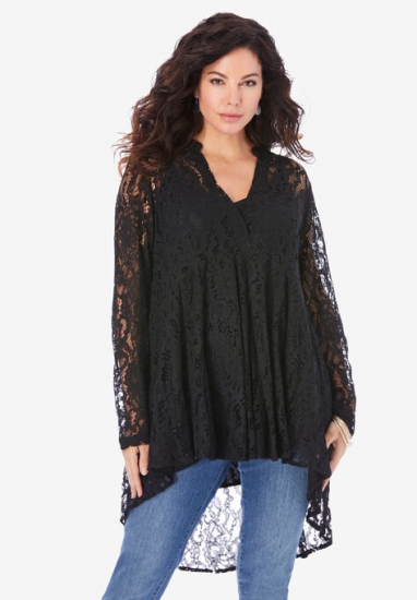 Fit-and-Flare Lace Tunic - Roaman's - Click Image to Close