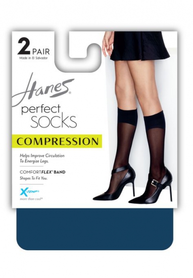 Perfect Diamond Compression Socks 2-Pack - Hanes - Click Image to Close