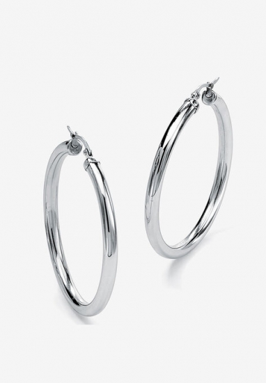 Stainless Steel Tubular Lightweight Hoop Earrings (62mm) - PalmBeach Jewelry - Click Image to Close