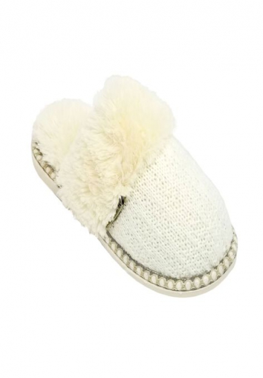 Textured Knit Scuff With Fur Lining Slippers - GaaHuu - Click Image to Close