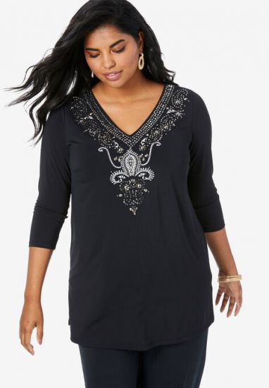 Ultrasmooth Embellished Tunic - Roaman's - Click Image to Close