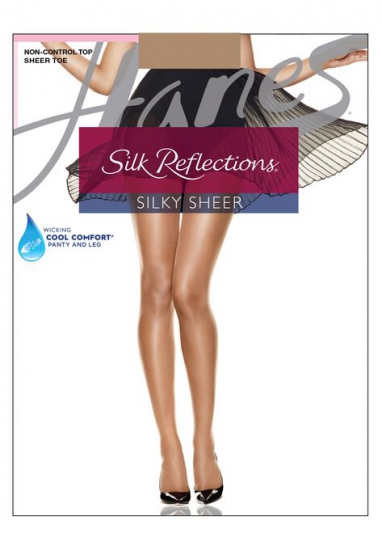 Silk Reflections Silky Sheer Non-Control Top Sheer Toe 6-Pack - Hanes - Click Image to Close